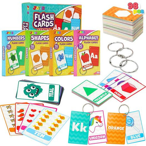 Flash Card Rings Book JOYIN 4 Pack Kindergarten Flash Cards with Rings Set, Numbers, Alphabe ...